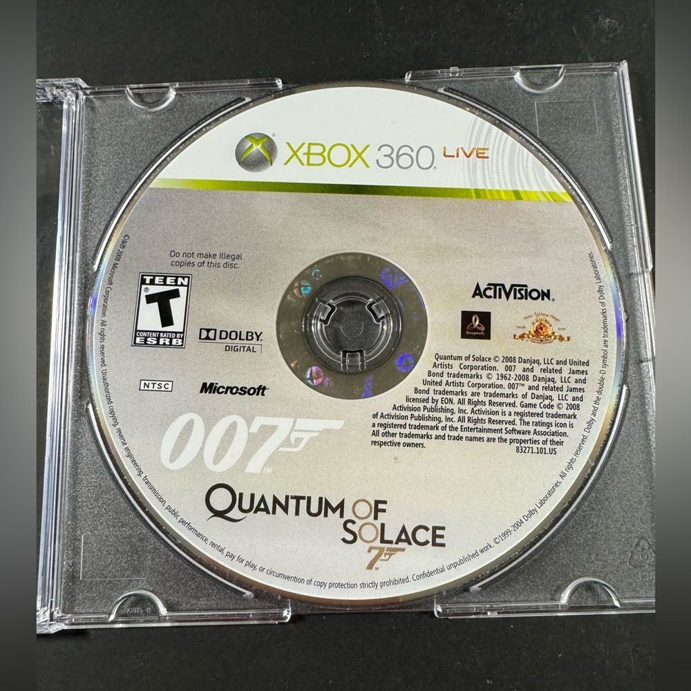 James Bond 007: Quantum of Solace (Xbox 360 2008) Game Disc Only